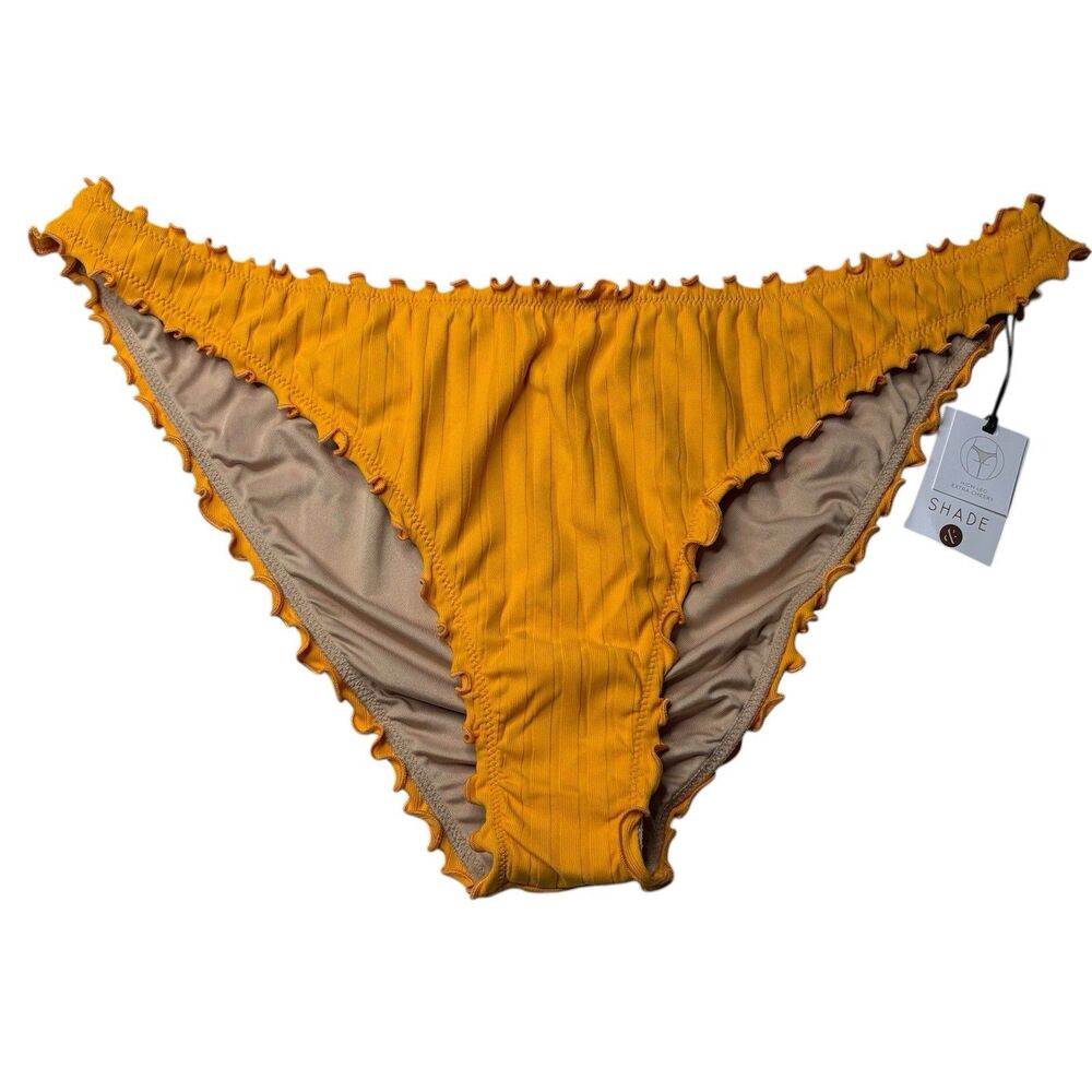 Shade & Shore High Leg Extra Cheeky Harvest Yellow Bikini Bottom Size XL NWT